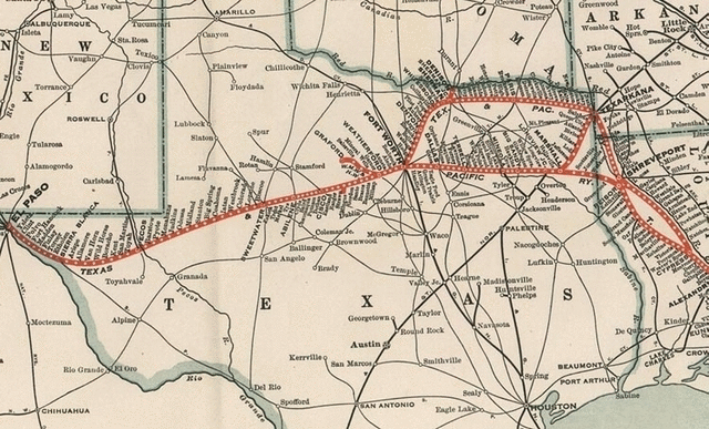 Image of Texas & Pacific Maps Railroadiana