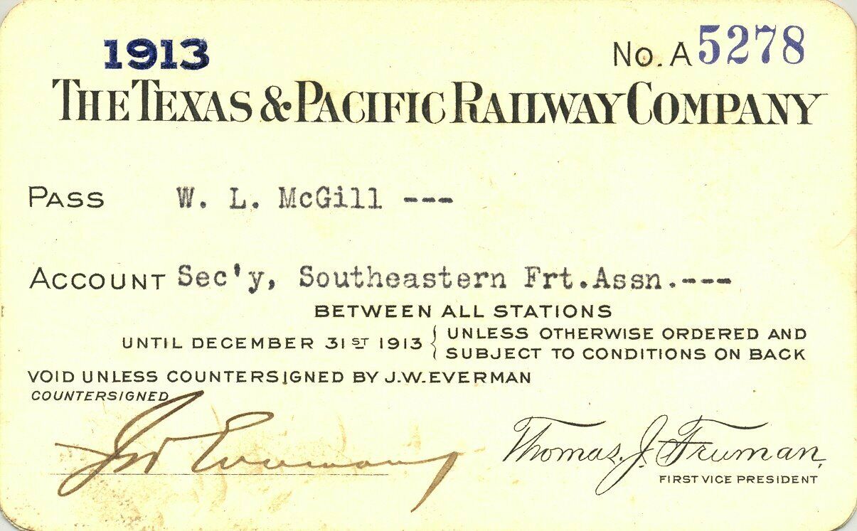 Image of Texas & Pacific Passes Railroadiana