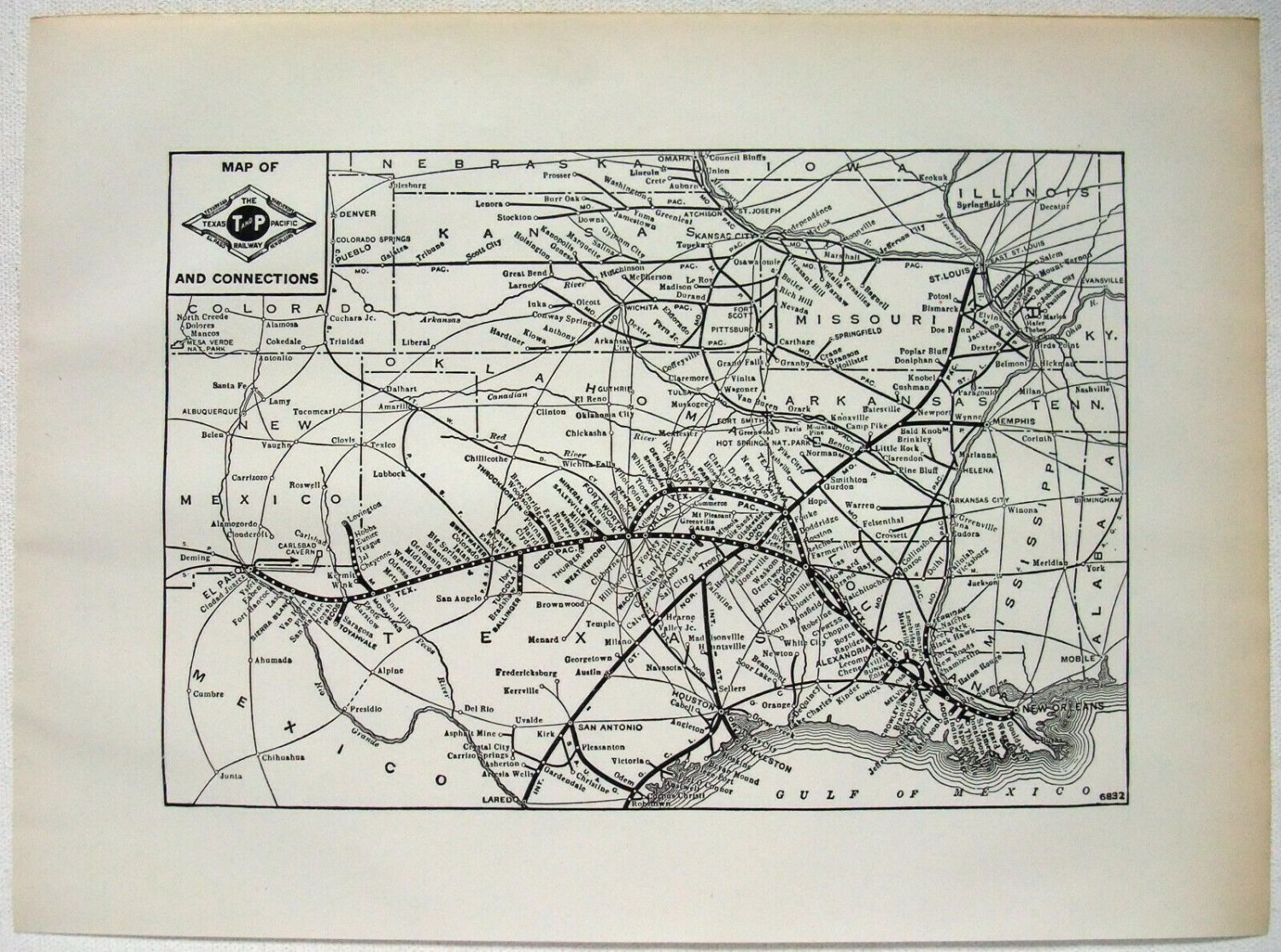 1939 Map of the Texas & Pacific Railway