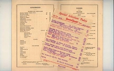 1929 Menu