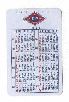 1950 Pocket Calendar - reverse