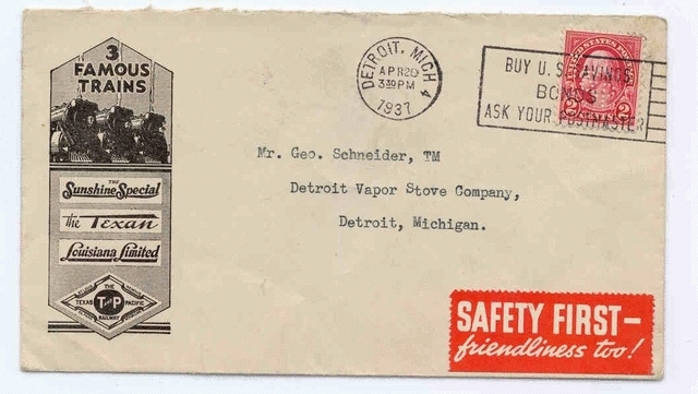 Envelope featuring Three Famous Trains