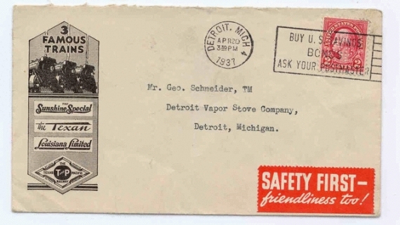 Envelope featuring Three Famous Trains