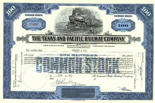 Stock Certificate $100 blue