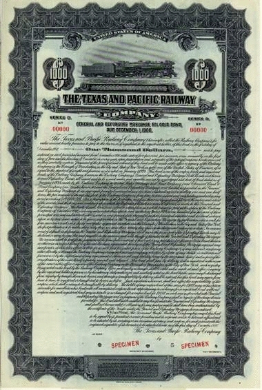 Stock Certificate Specimen $1000