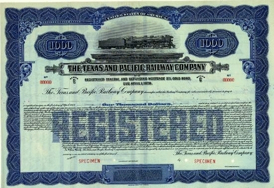 Stock Certificate Specimen $1000 blue