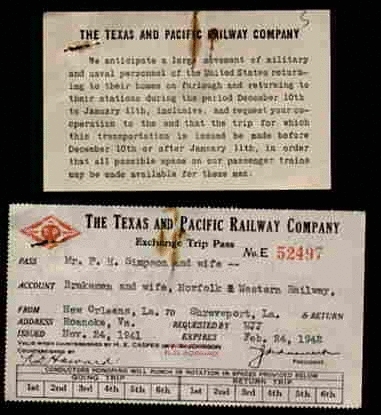 1941 -42 Exchange Trip Pass