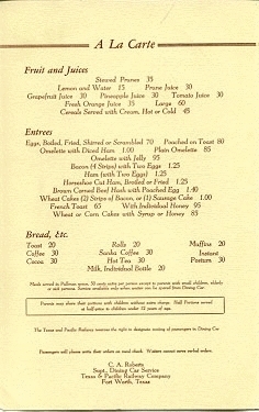 1941 Funtour Menu - inside