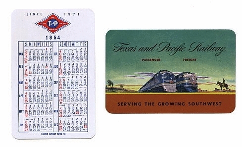 1954 Pocket Calendar