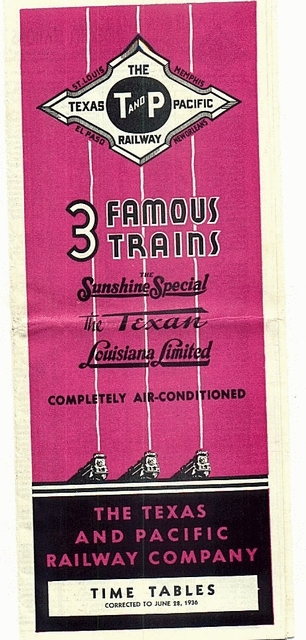 1936 Timetable - Texas Centennial Advertisement
