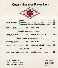 1947 Coach Class Menu