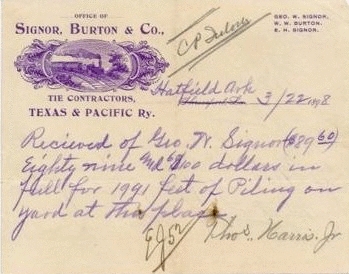 Tie Contractors Receipt