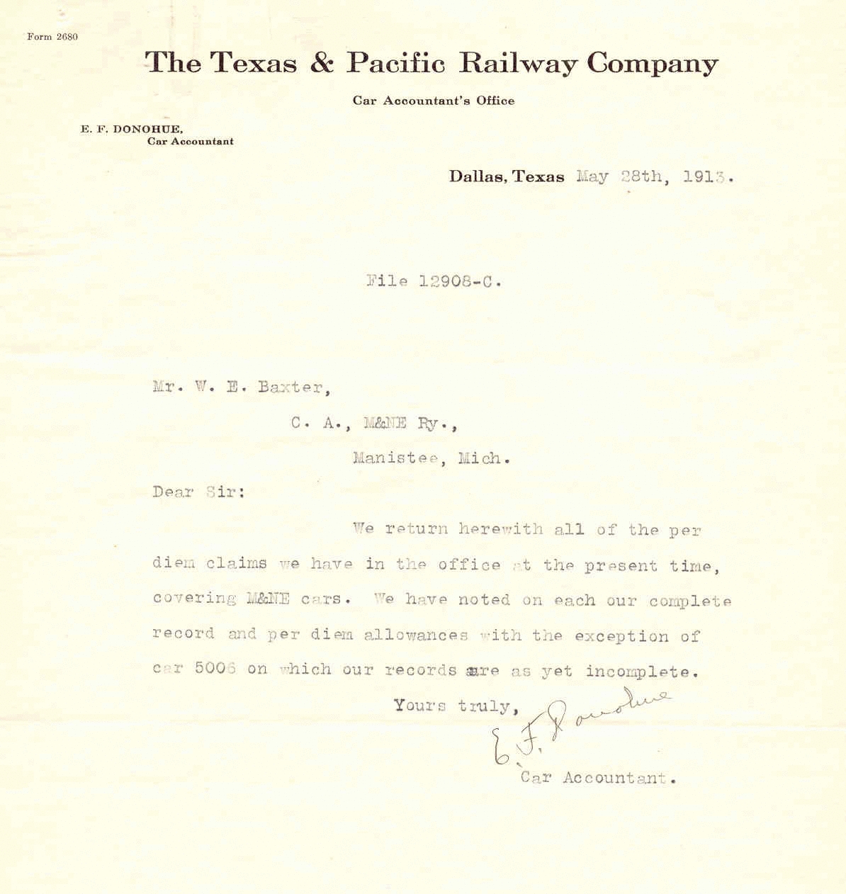1913 Letterhead