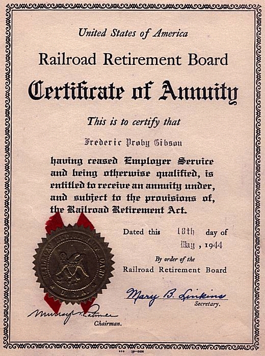 Certificate of Annuity