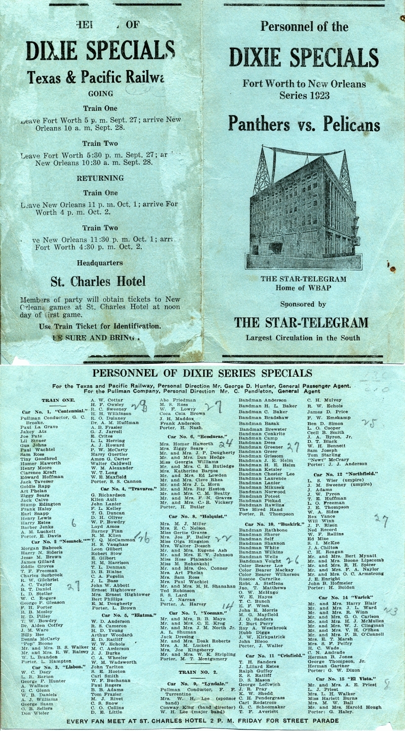 1923 Dixie Special Itinerary