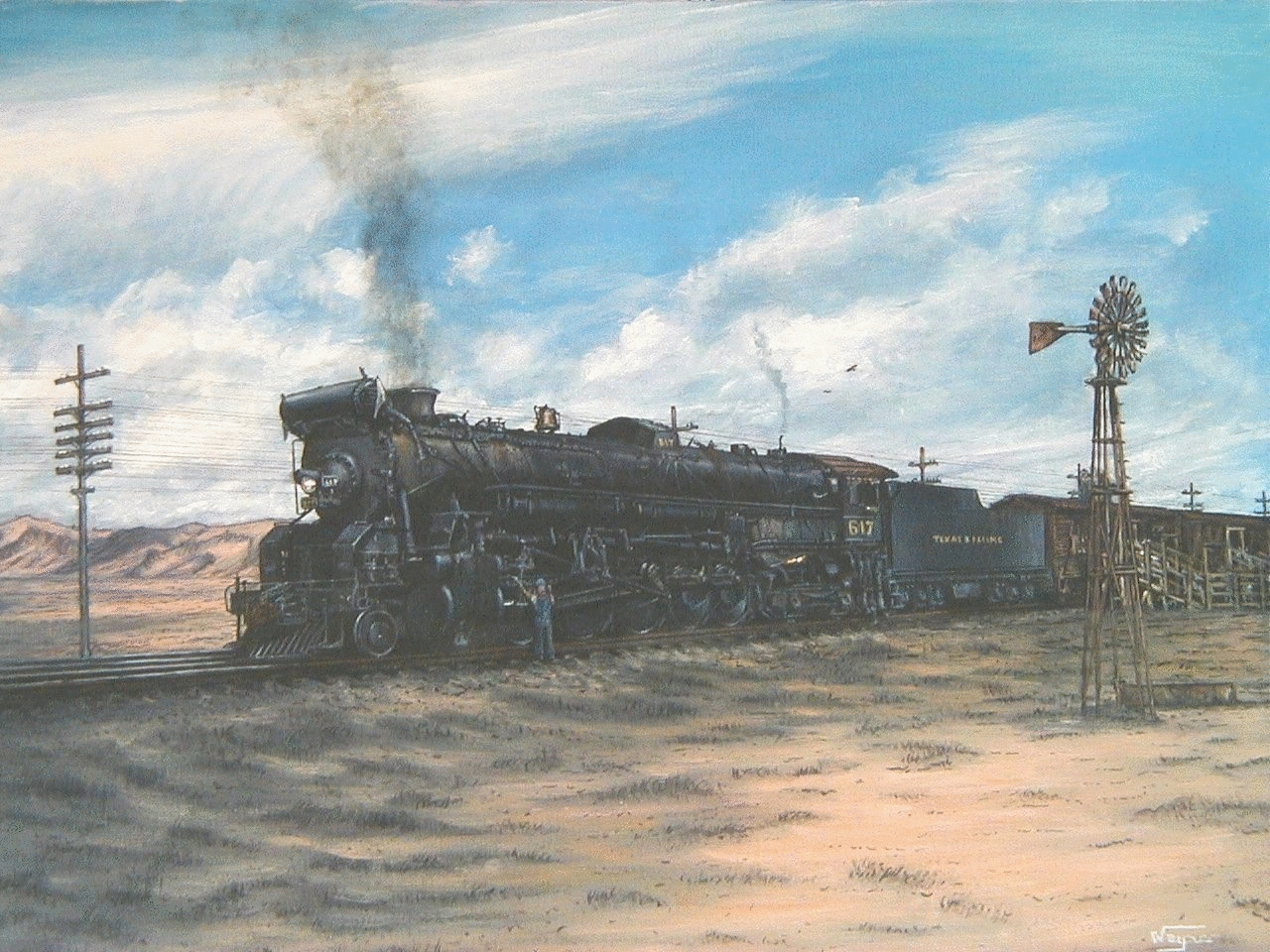 T&P 617 loading cattle in West Texas in the late 1940's