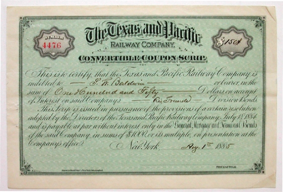 1885 Convertible Coupon Scrip