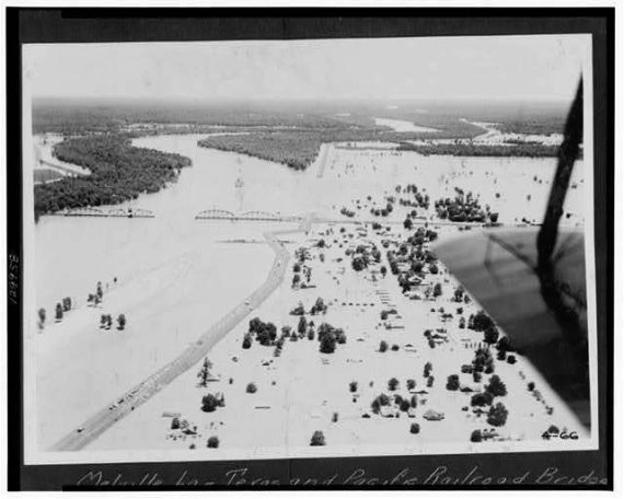 Railroad Bridge during flood of 1927