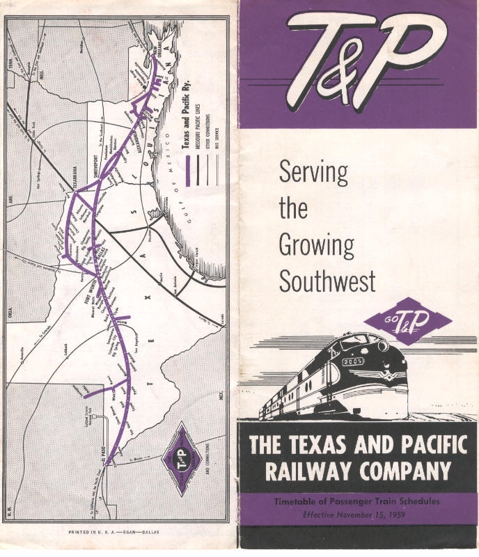 Texas and Pacific Timetable, 1959