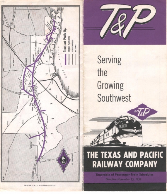 Texas and Pacific Timetable, 1959