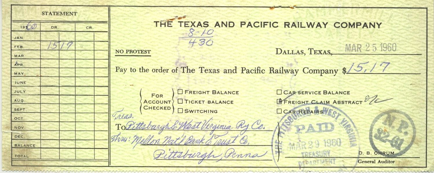 Cancelled Check, 1960