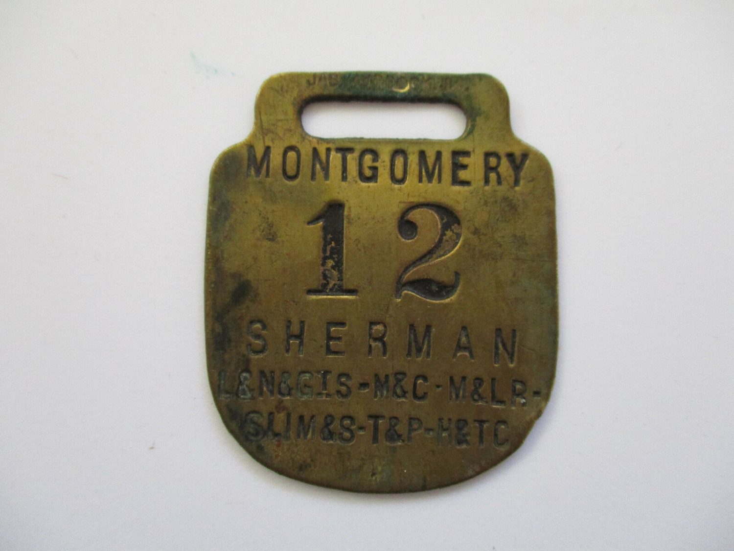 T&P Texas & Pacific Railway M&C H&TC Railroad Baggage Brass Train Luggage Tag