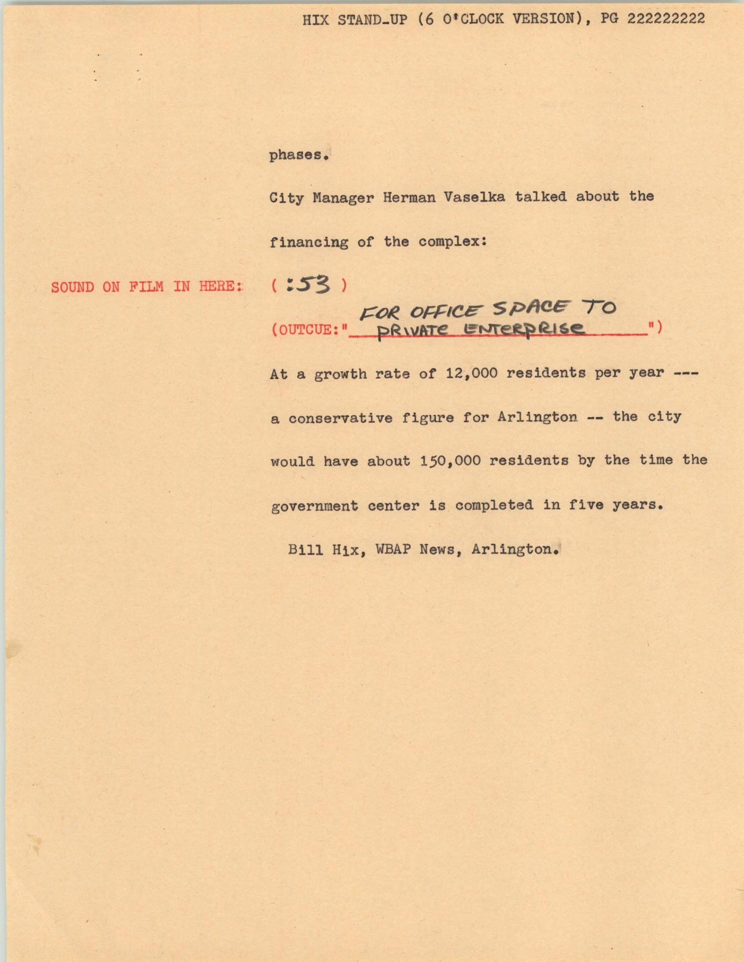 News Script: Hix Report