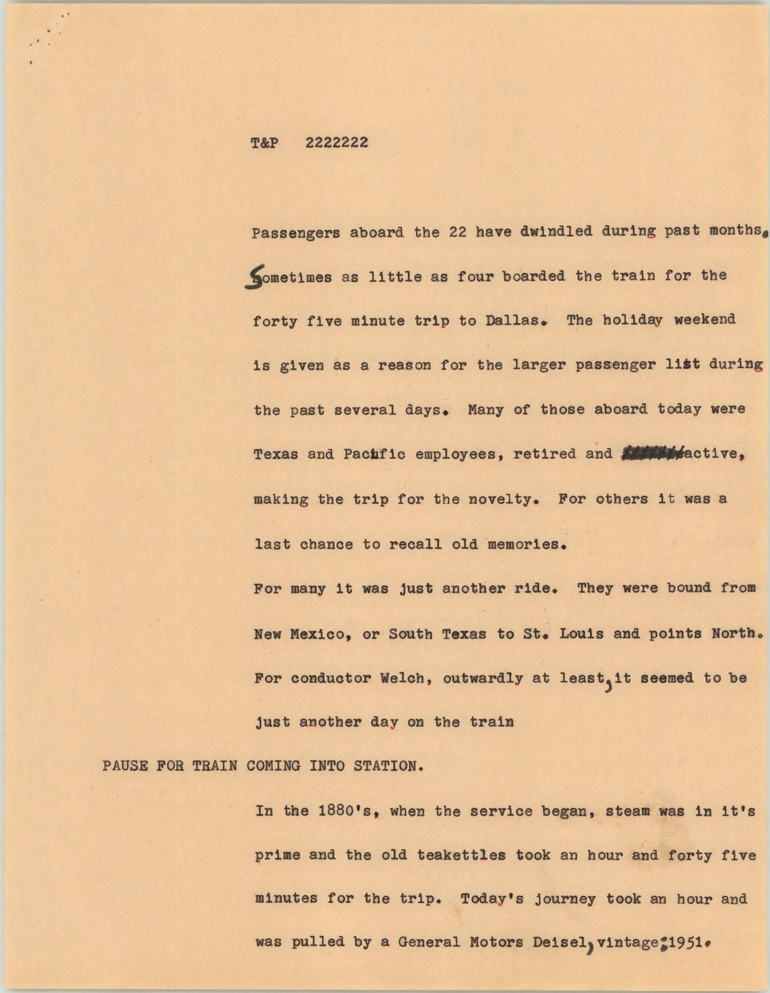 News Script: T&P 22's last run