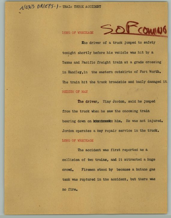 News Script: Train truck accident