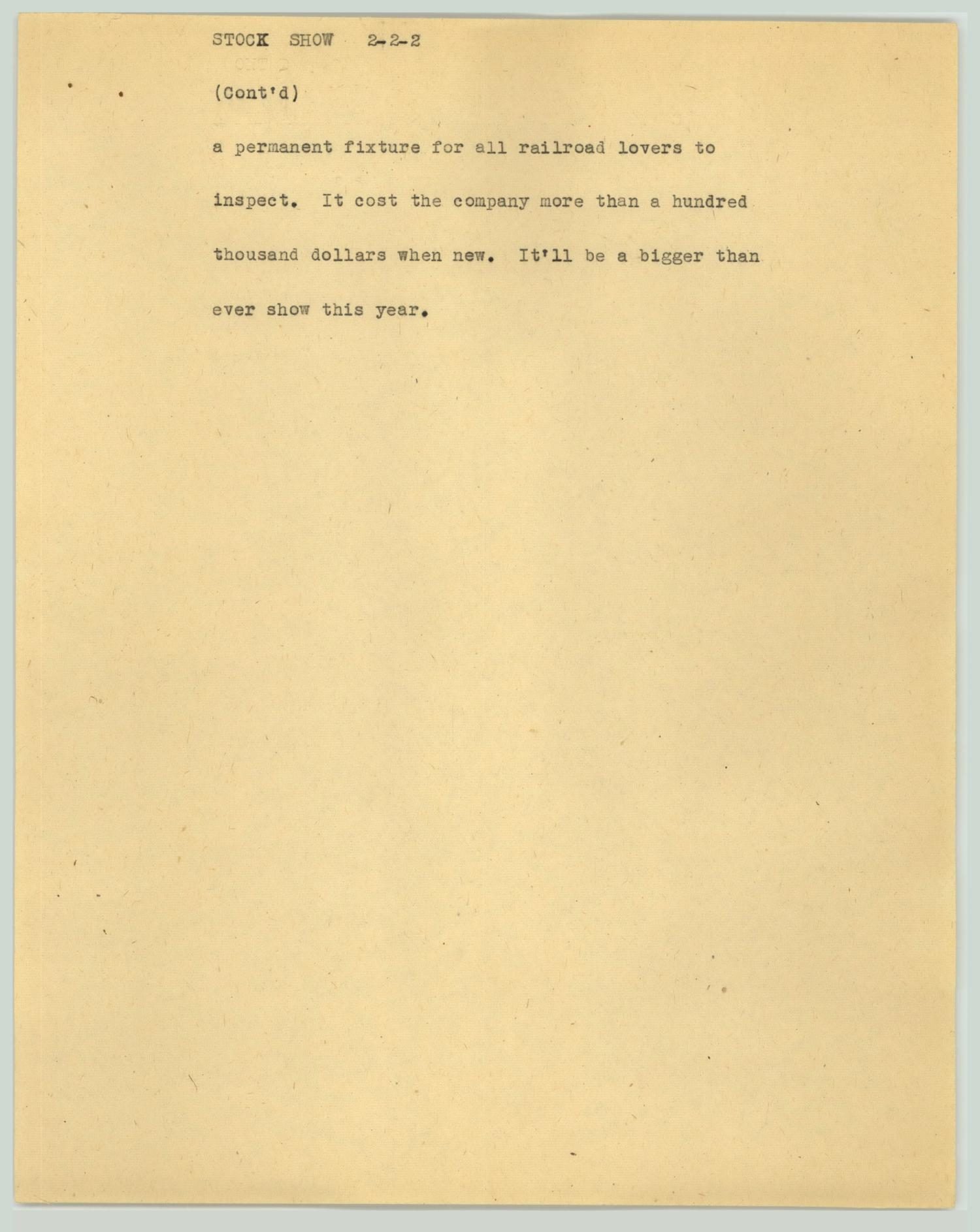News Script: Stock show