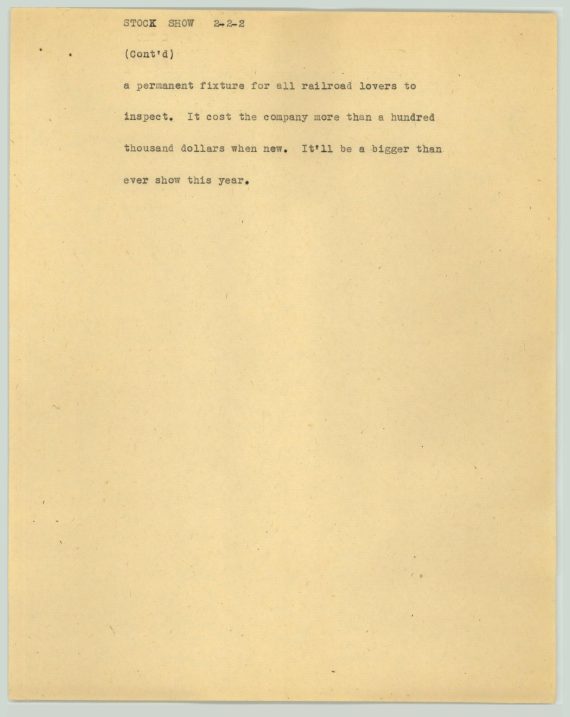 News Script: Stock show