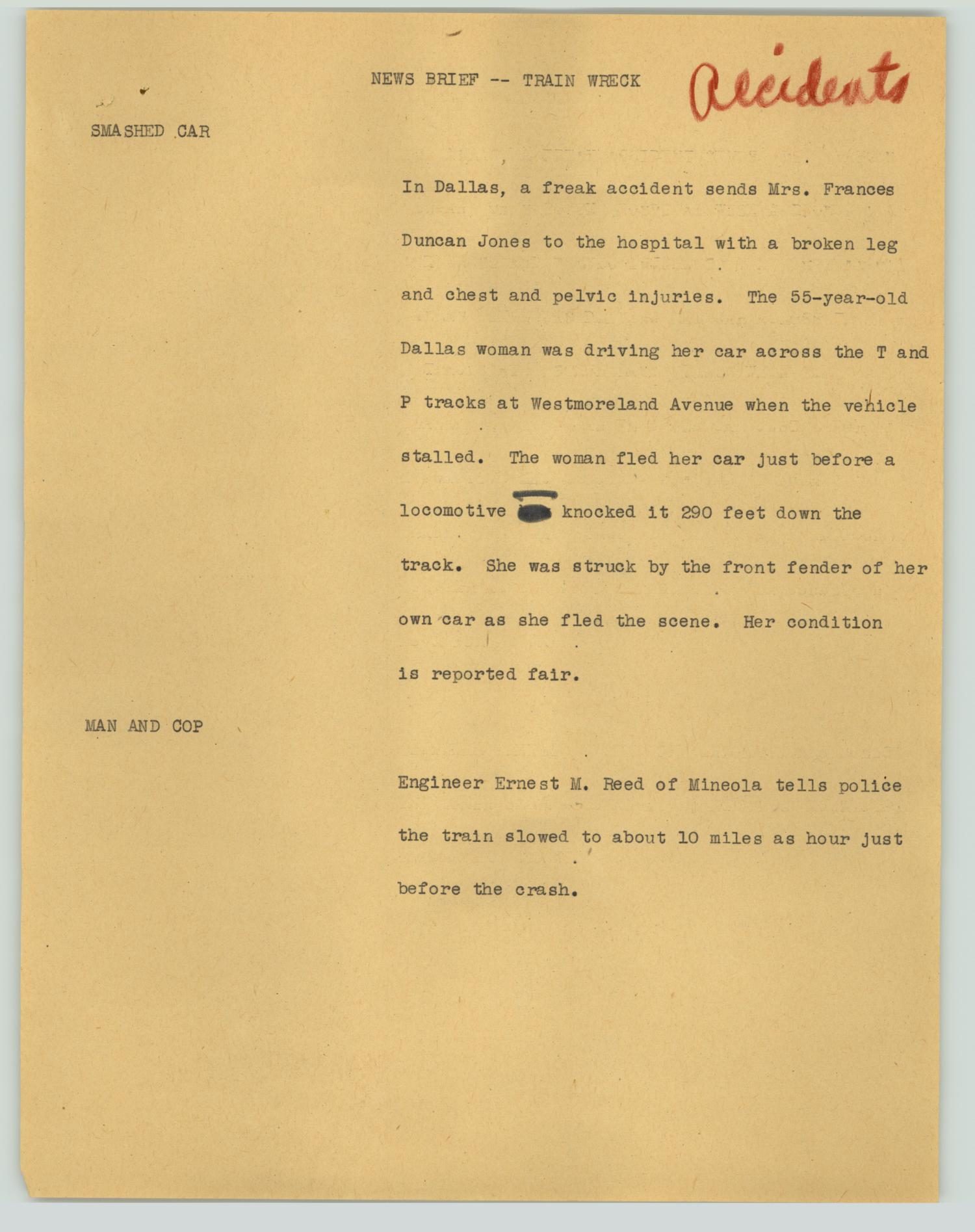 News Script: Train wreck