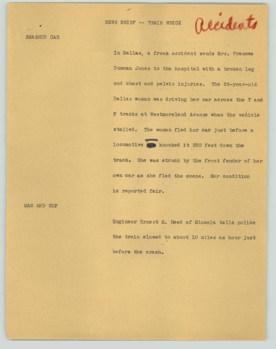 News Script: Train wreck