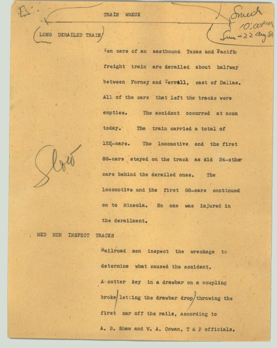 News Script: Train wreck
