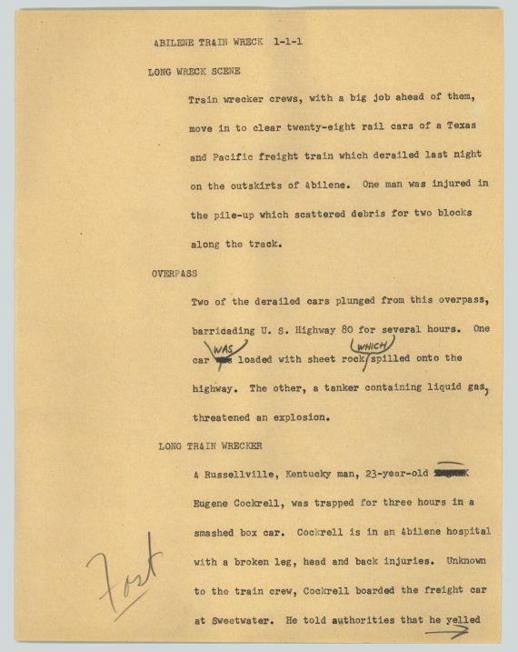 News Script: Abilene train wreck