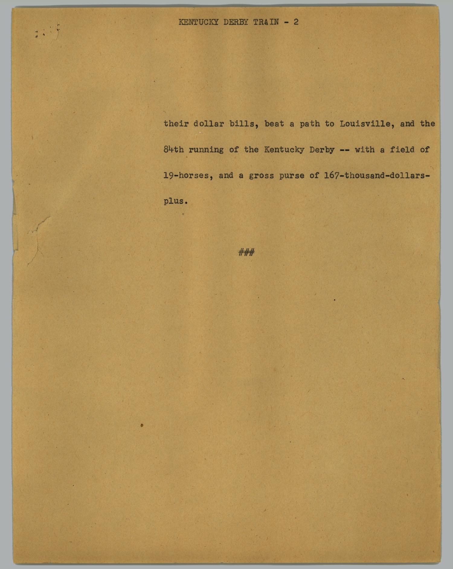 News Script: Derby train