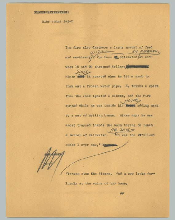 News Script: Barn burns