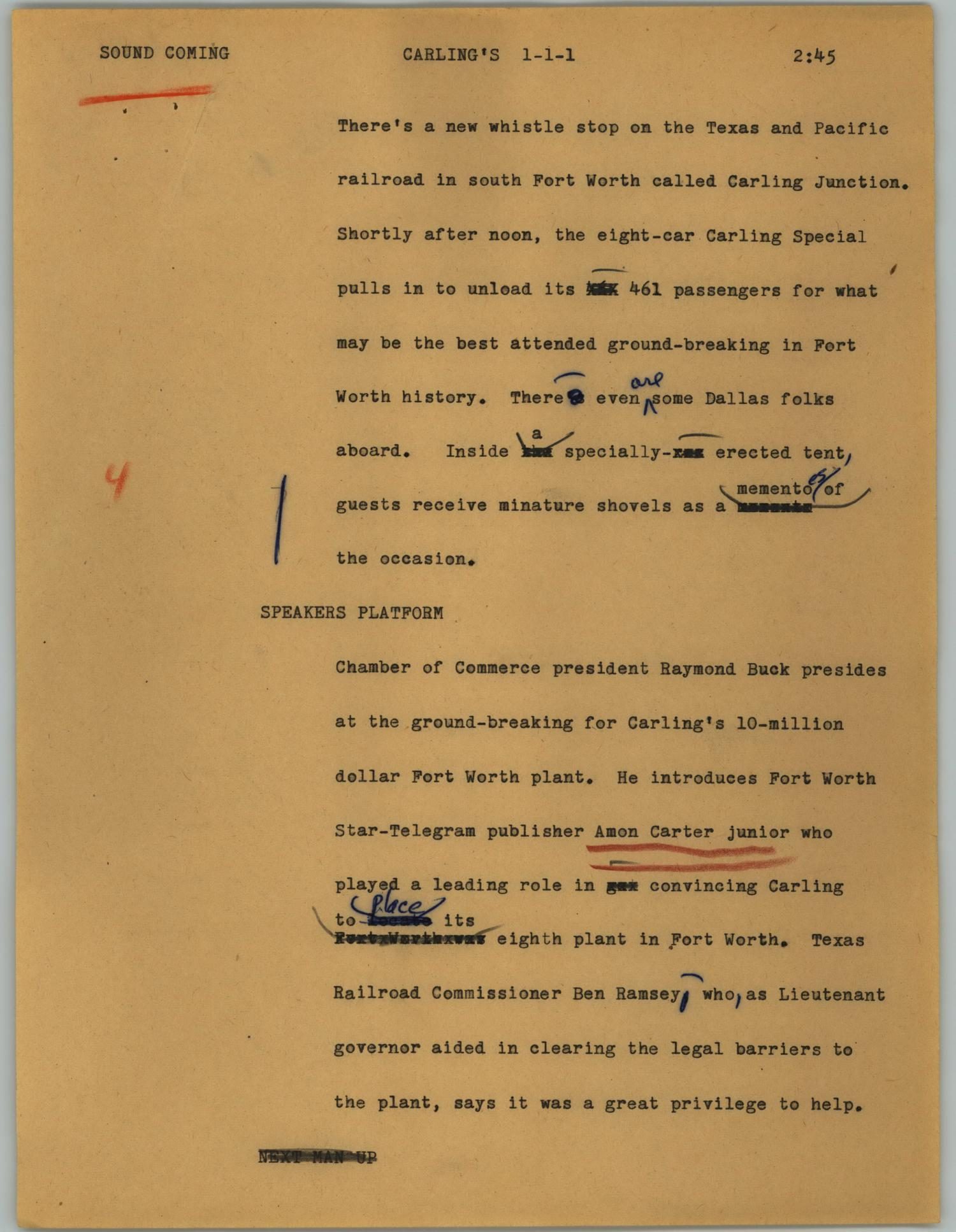 News Script: Carling's