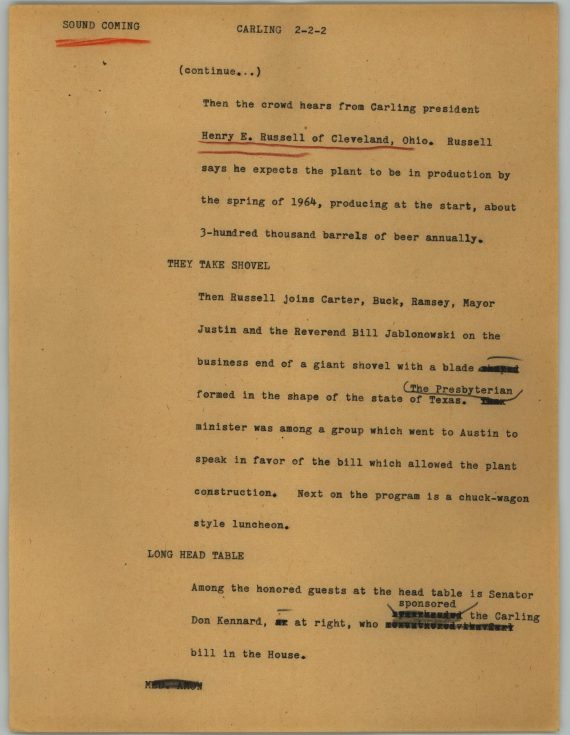 News Script: Carling's