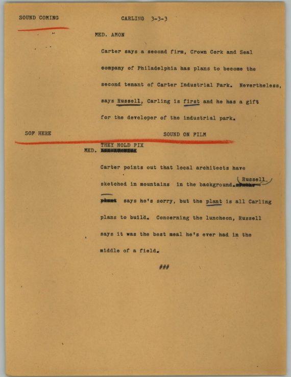 News Script: Carling's
