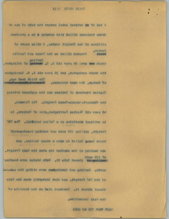 News Script: Train wreck