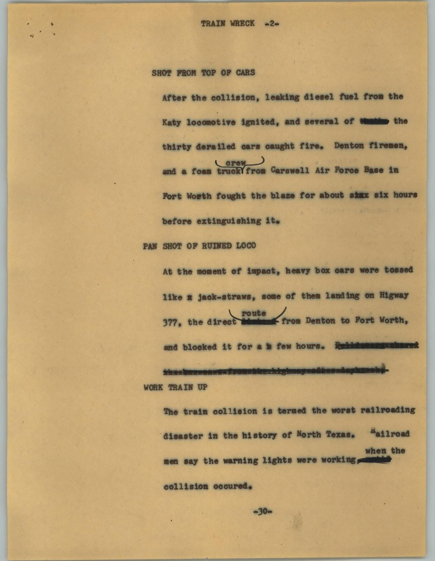 News Script: Train wreck