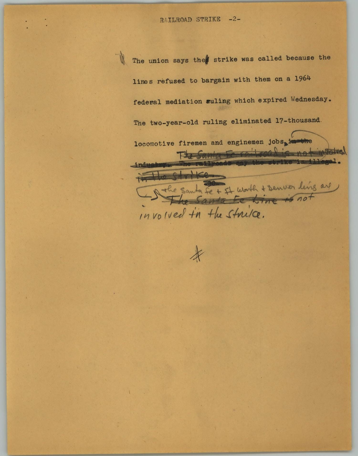 News Script: Railroad strike