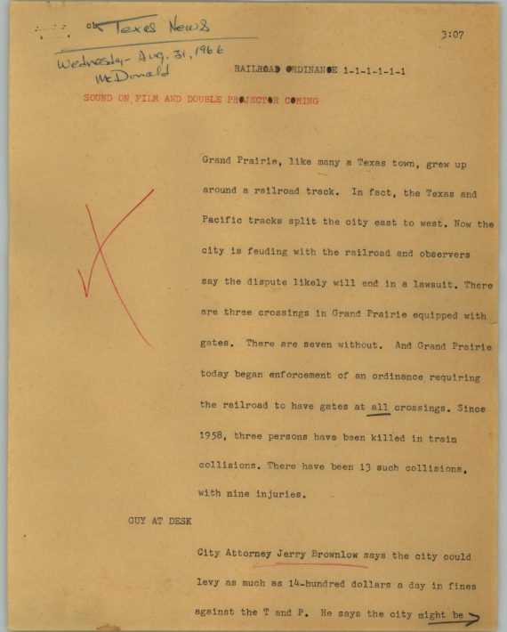 News Script: Railroad ordinance