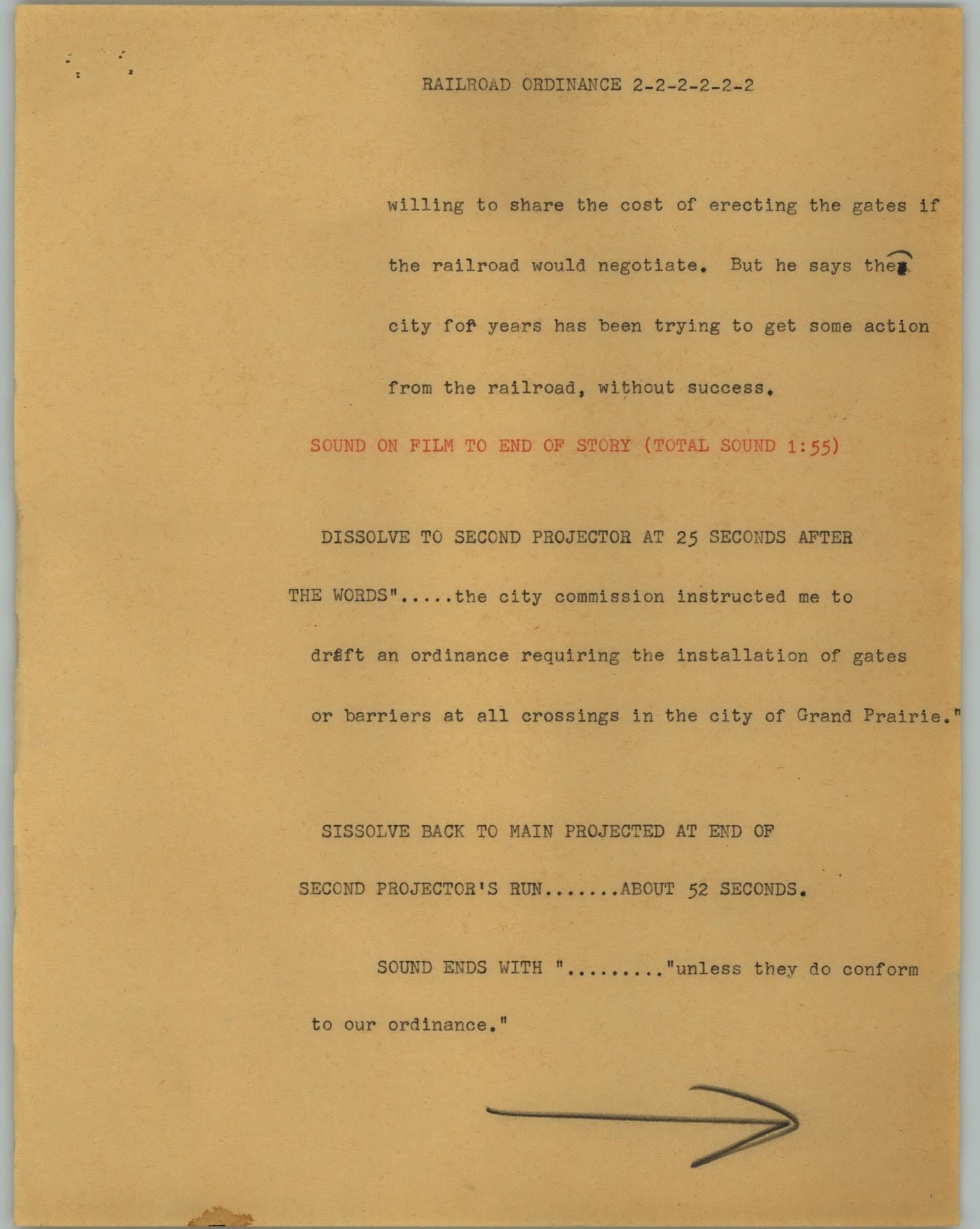 News Script: Railroad ordinance