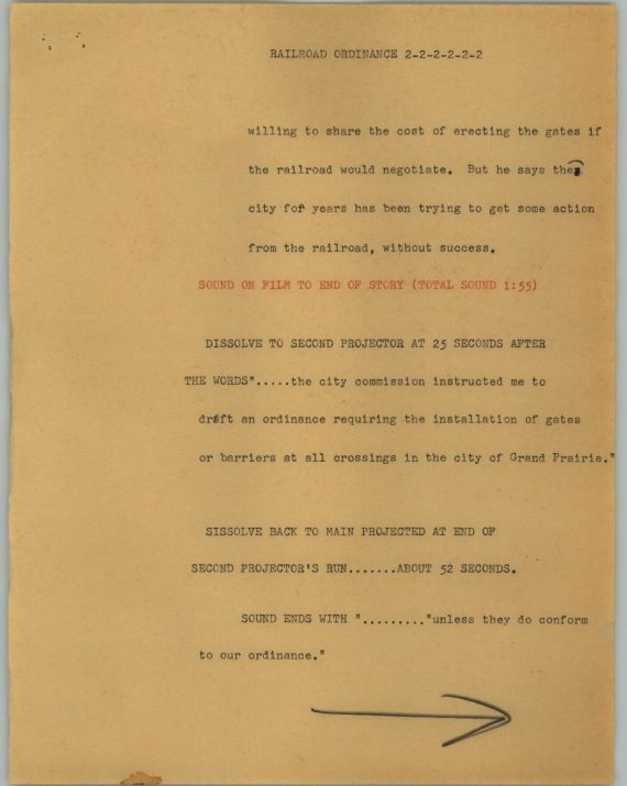 News Script: Railroad ordinance