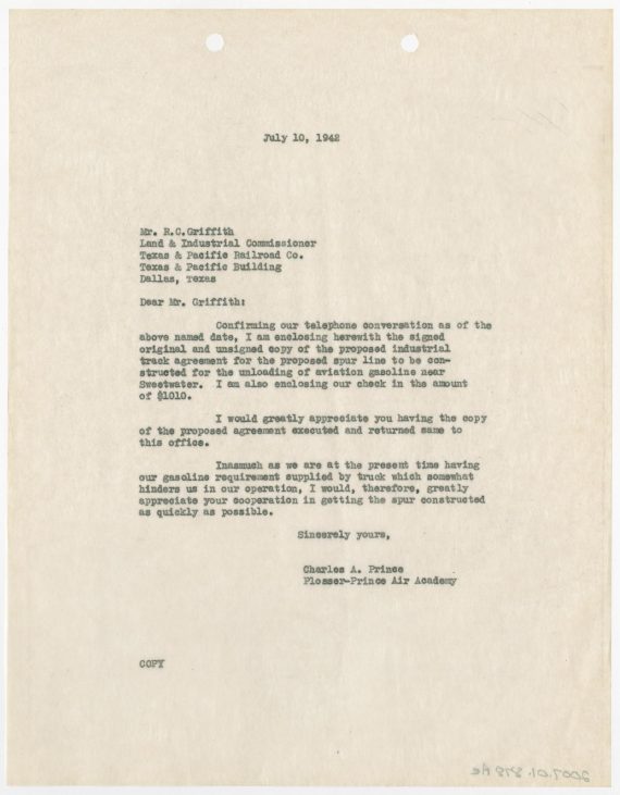 Letter from Charles A. Prince to R. C. Griffith, July 10, 1942