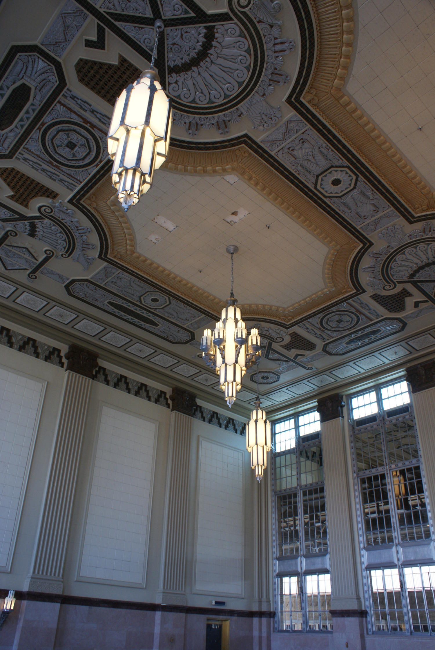 Three Lamps Hanging from Ceiling