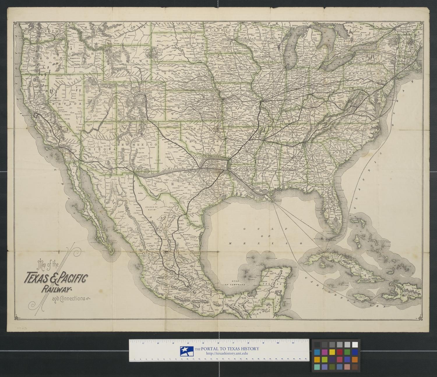 Map of the Texas & Pacific Railway and connections.