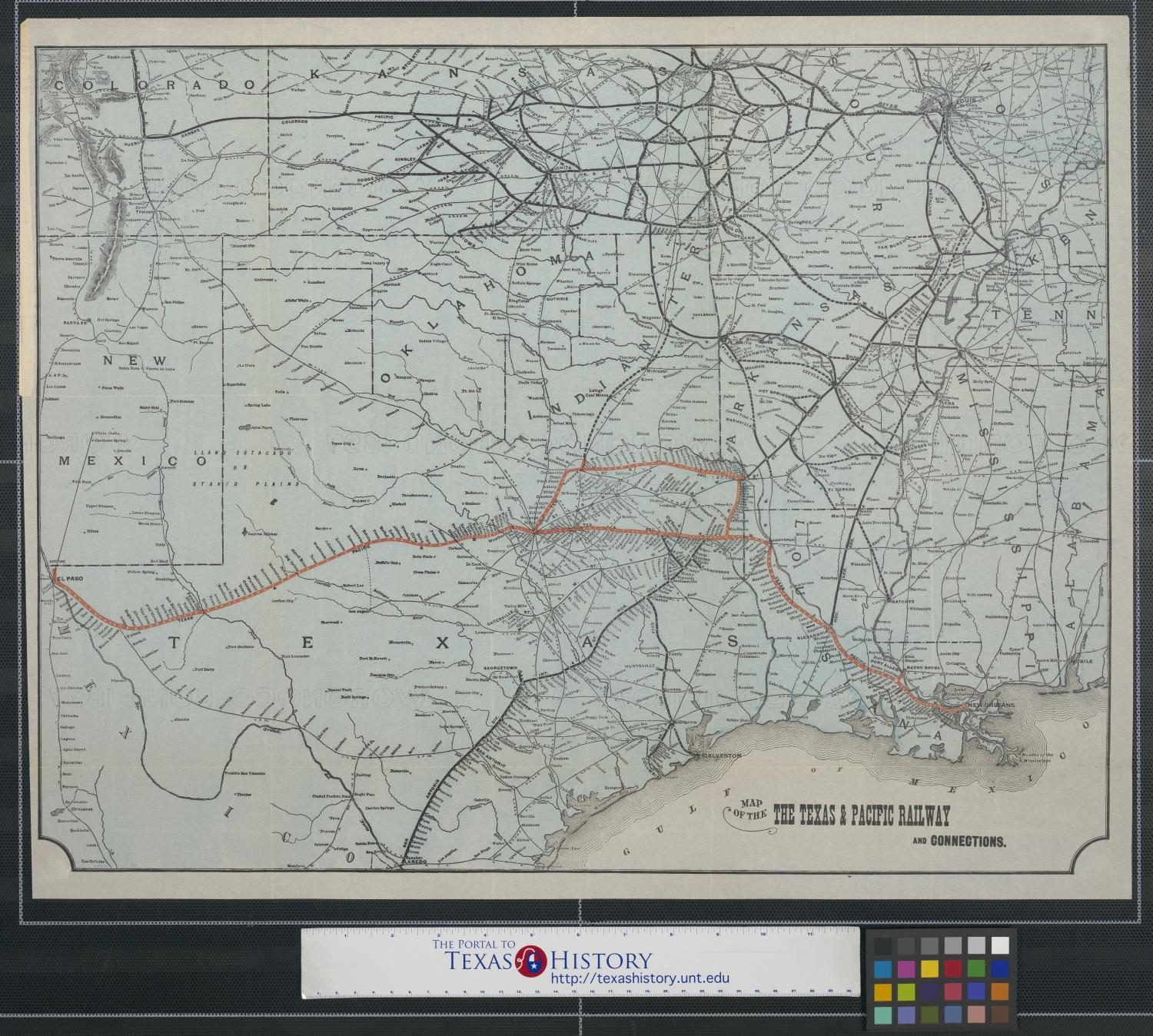 Map of the Texas & Pacific Railway and connections.